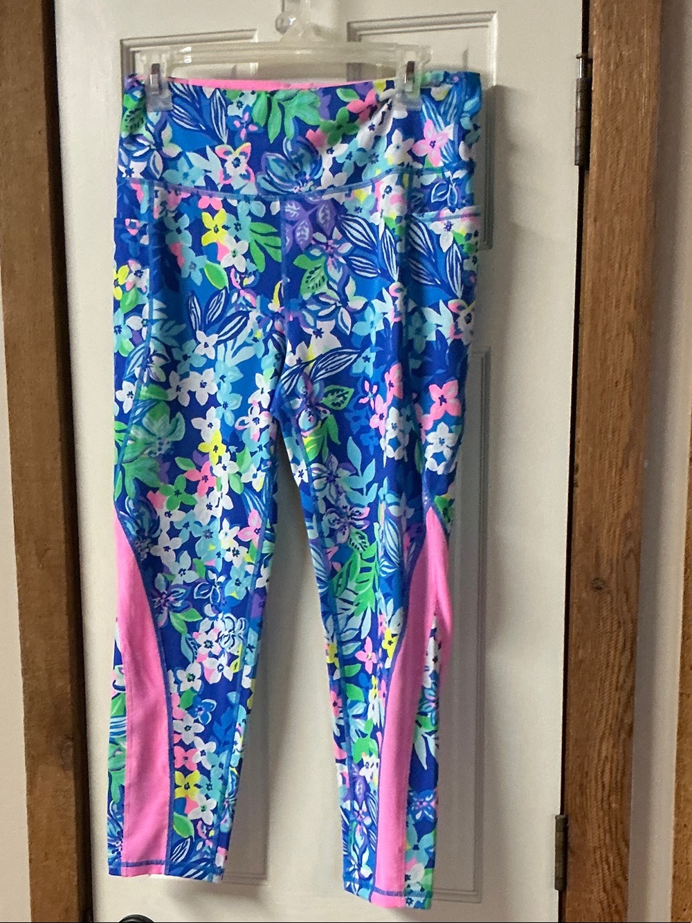 Lilly Pulitzer Blue Floral Girls' Leggings with Pink Accents